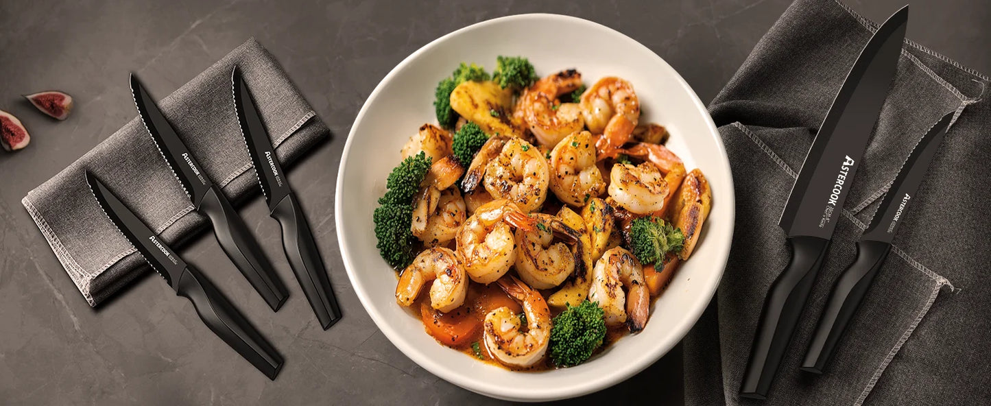 Kitchen Knife Set with Built-in Sharpener Block