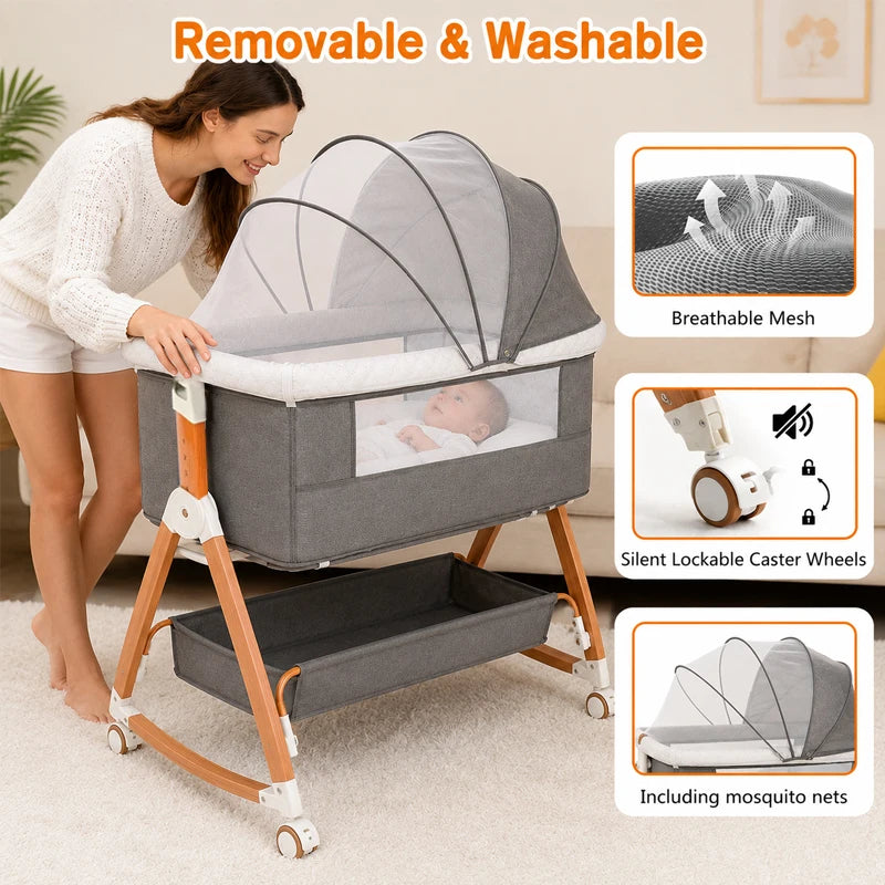 Baby Bassinet Bedside Sleeper with Diaper Changing Table