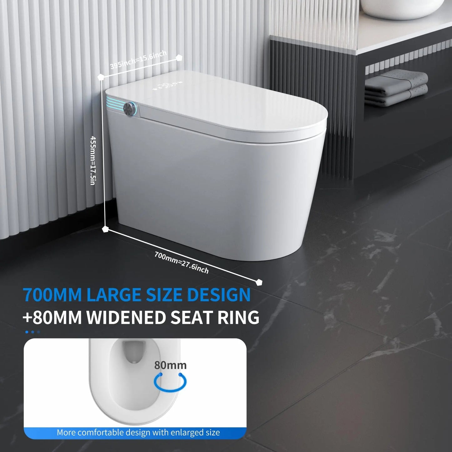 One Piece Bidet with 80MM Heated Seat
