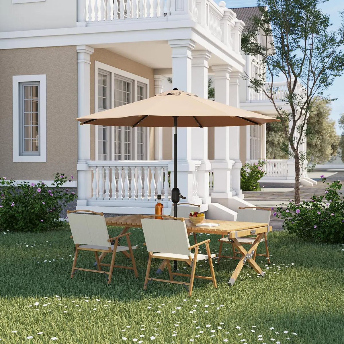 Patio Umbrella with 40 Solar LED Lights