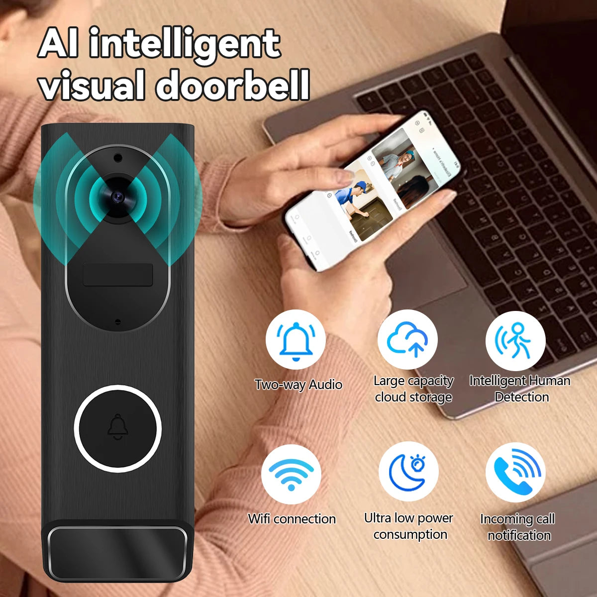 Home Security Motion Detector Night Vision Intercom Bell