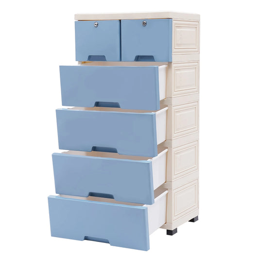 Chest Storage Stand Cabinet with 6 Drawers & 4 Wheels