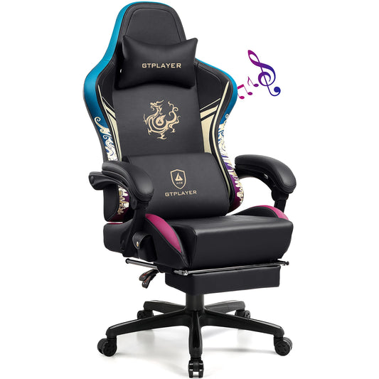 Gaming Chair with Bluetooth Speakers and Footrest