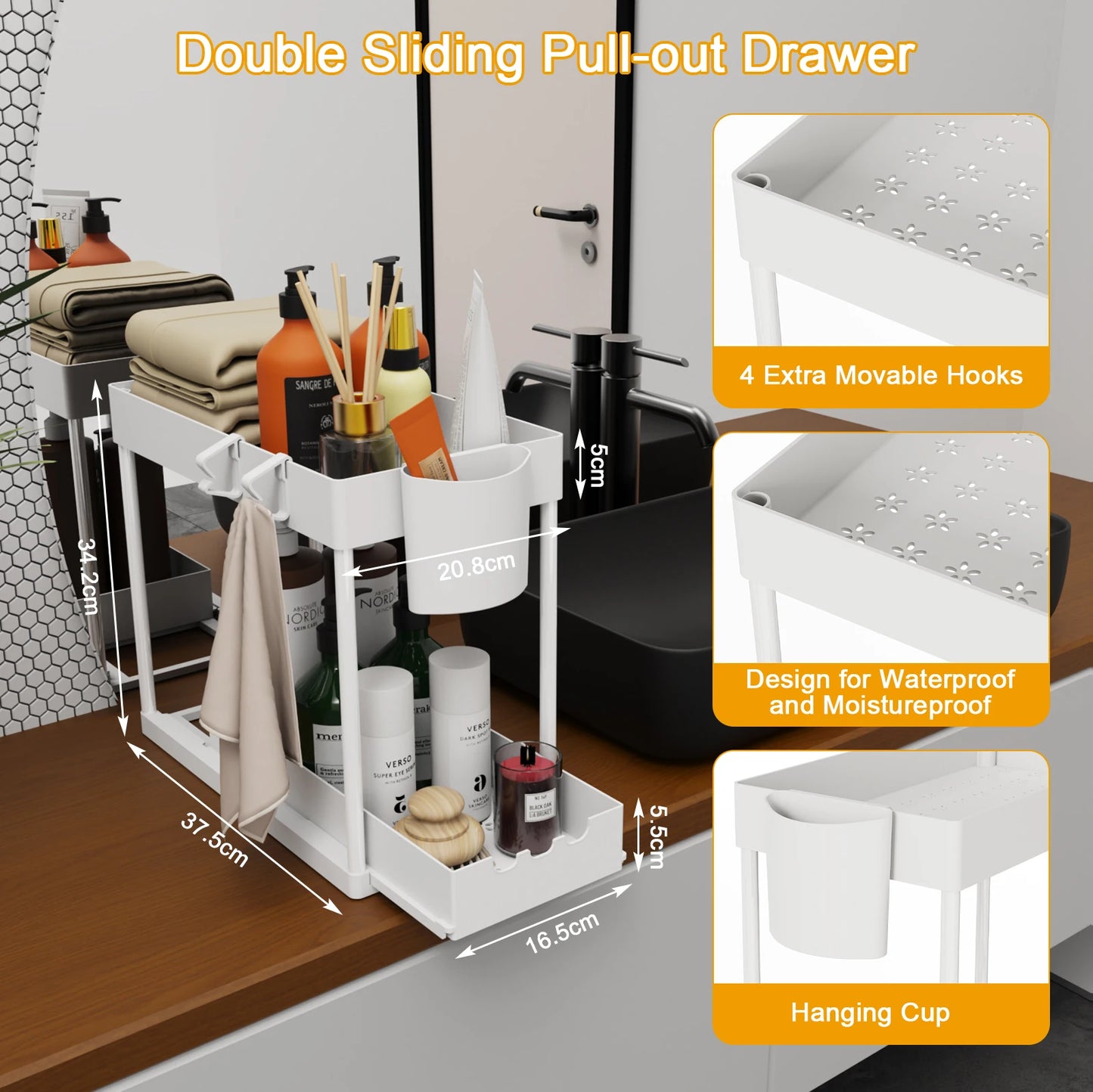 Pull-Out Under Sink Rack Sliding Cabinet Organizer