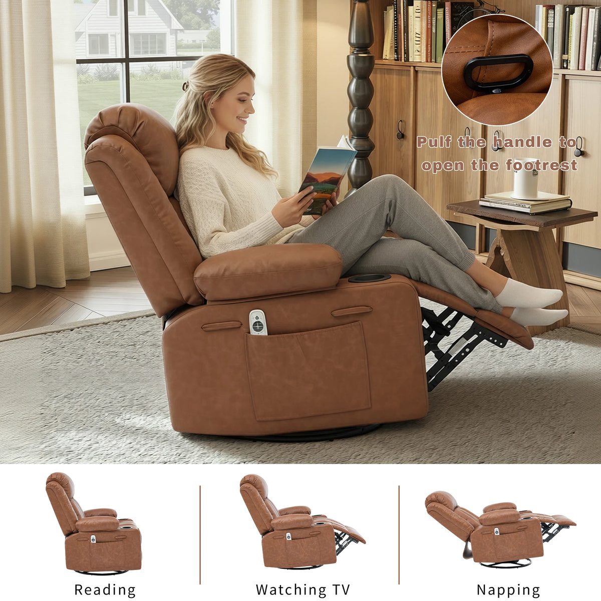 Massage Heated Swivel Rocker Recliner Chair
