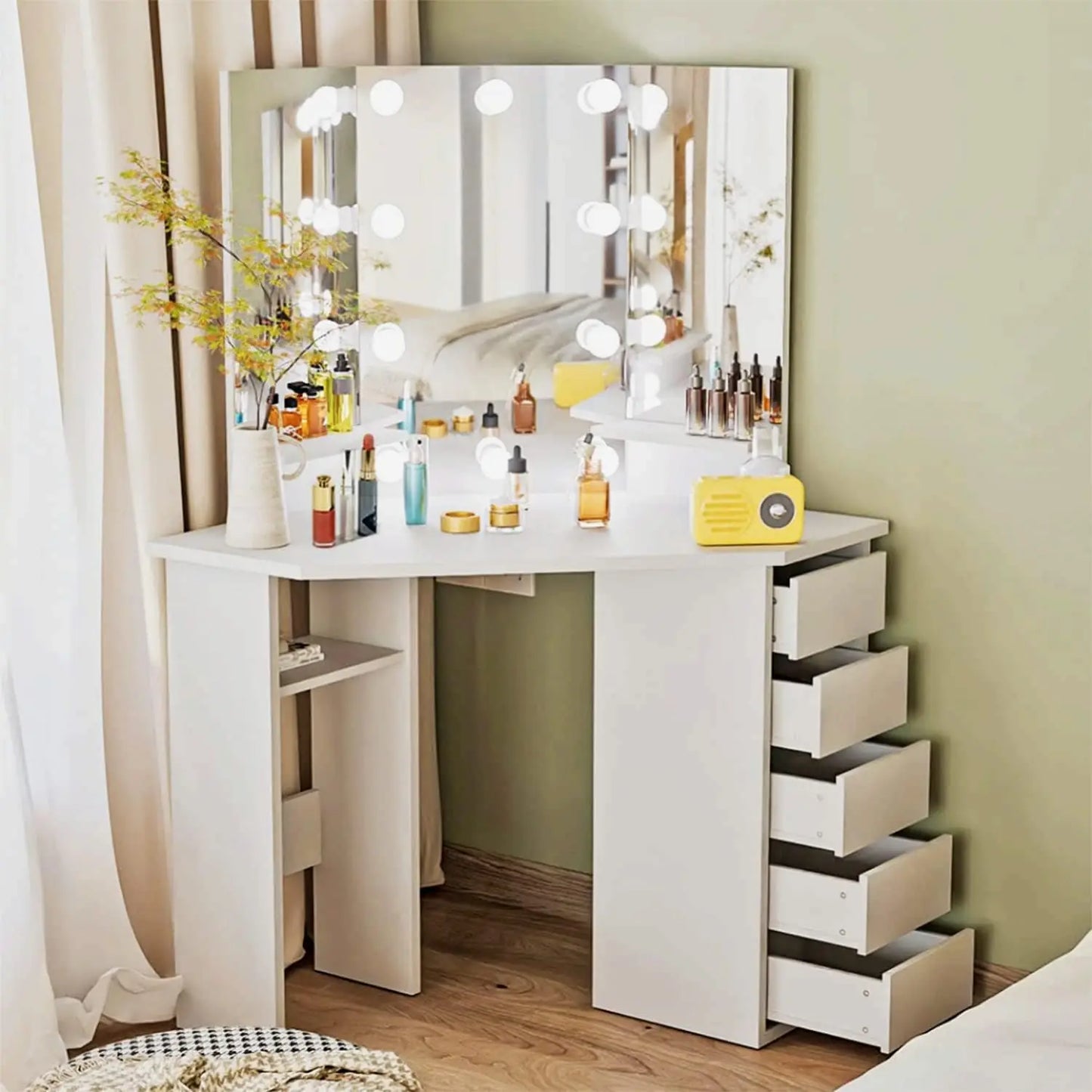 Teen Corner Makeup Vanity Mirror Desk