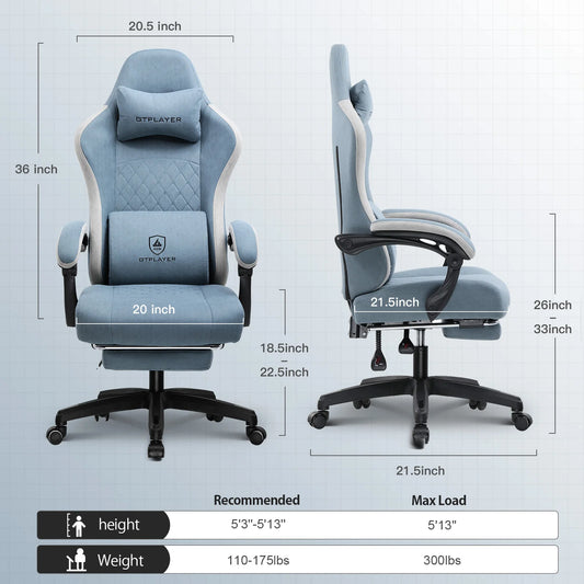 Gaming Chair with Pocket Spring Cushion and Ergonomic Office Chair