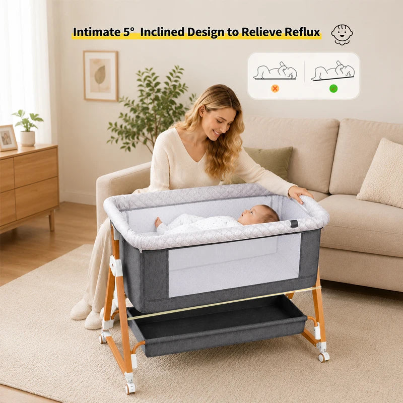 Baby Bassinet Bedside Sleeper with Diaper Changing Table