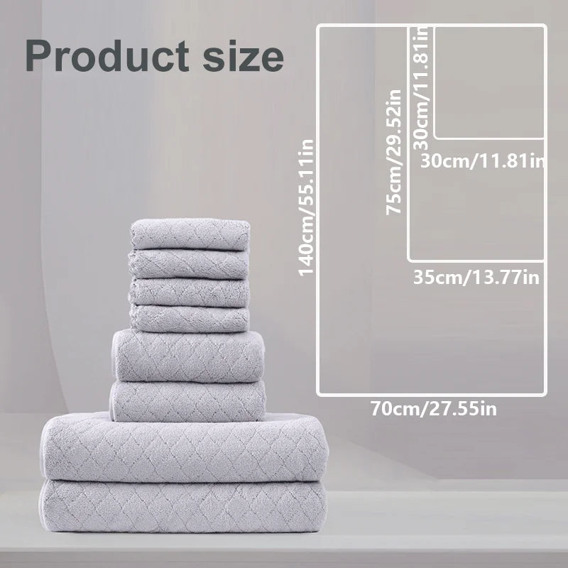 Towels Bath 8 Piece Towels Set, 2 Extra Large Bath Towels, 2 Hand Towels, 4 Washcloths, Cotton, Lighter Weight, Quicker to Dry