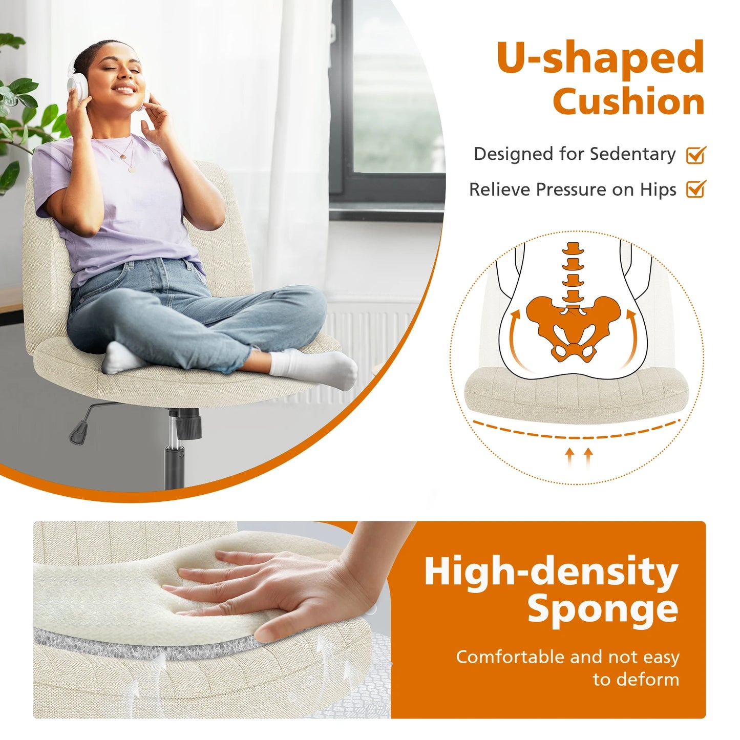 Cross Legged Rocking Chair Armless Wide