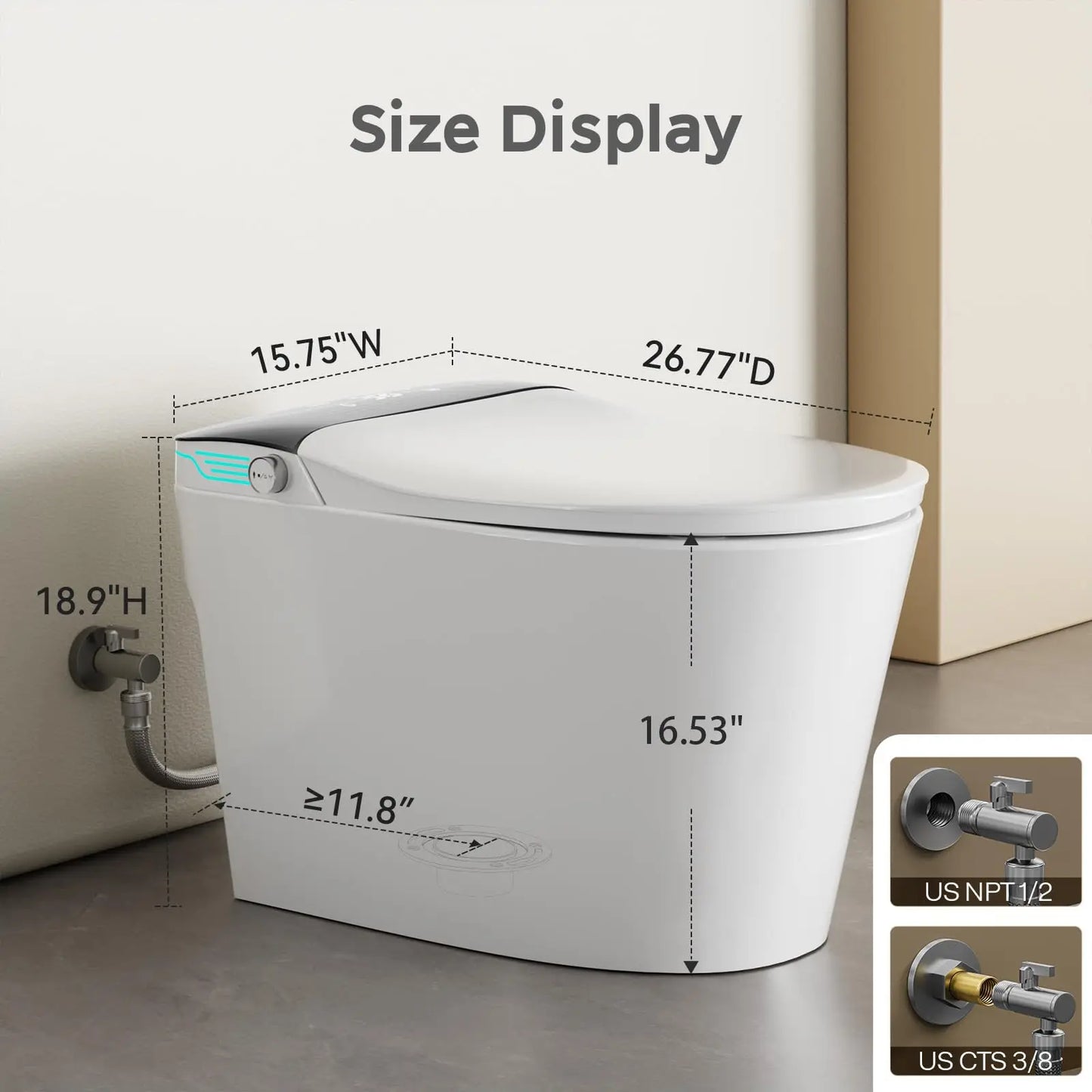 Elongated Smart Toilet with Foam Dispenser