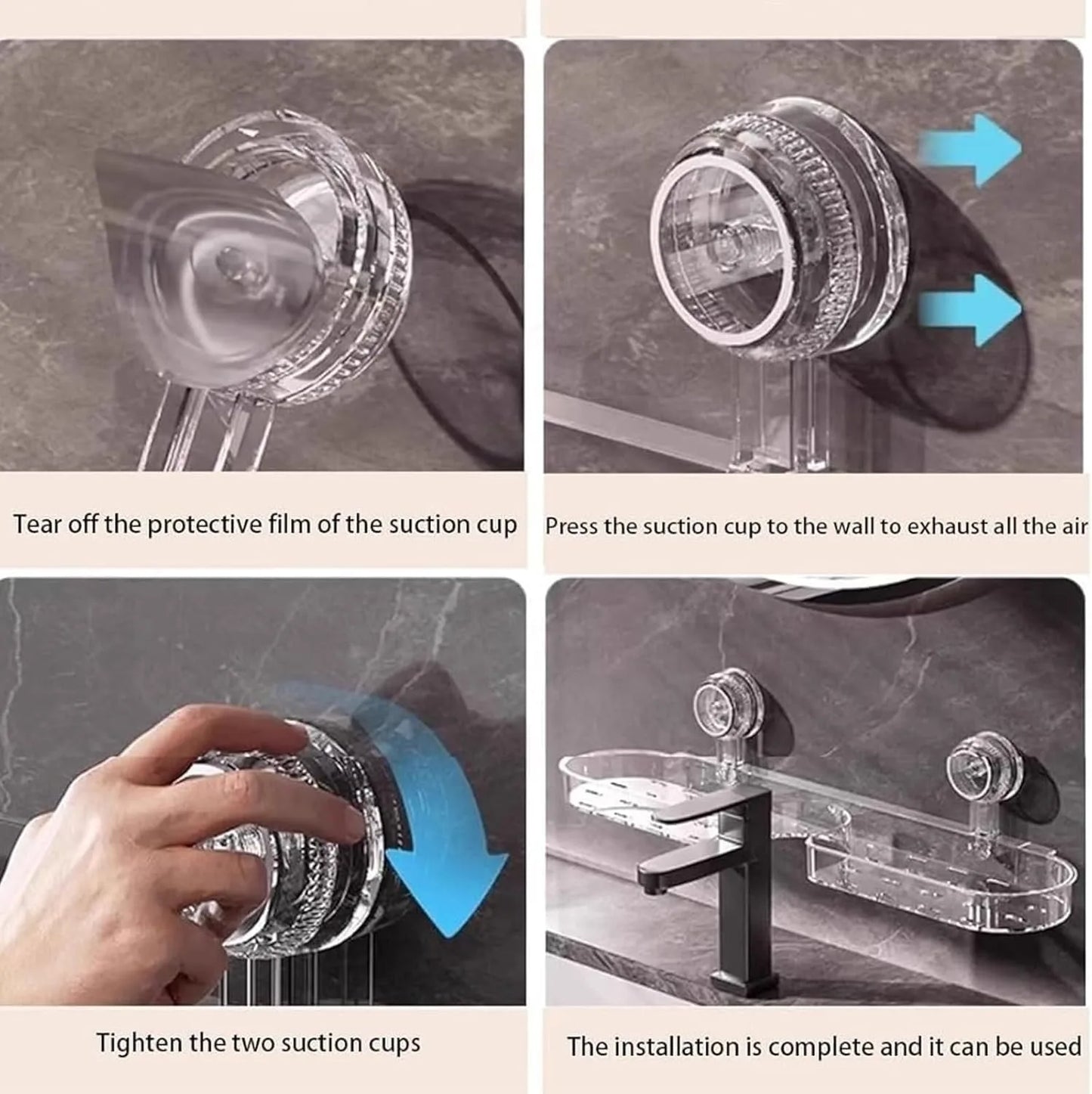 Suction Cup Shower Shelf Organizer - Wall Mounted