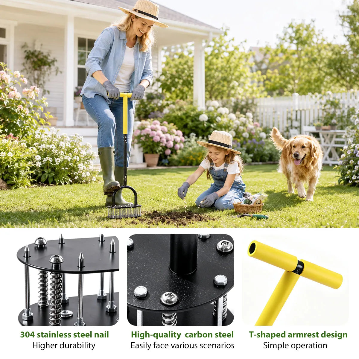 Stand‑Up Manual Lawn Core Aerator,