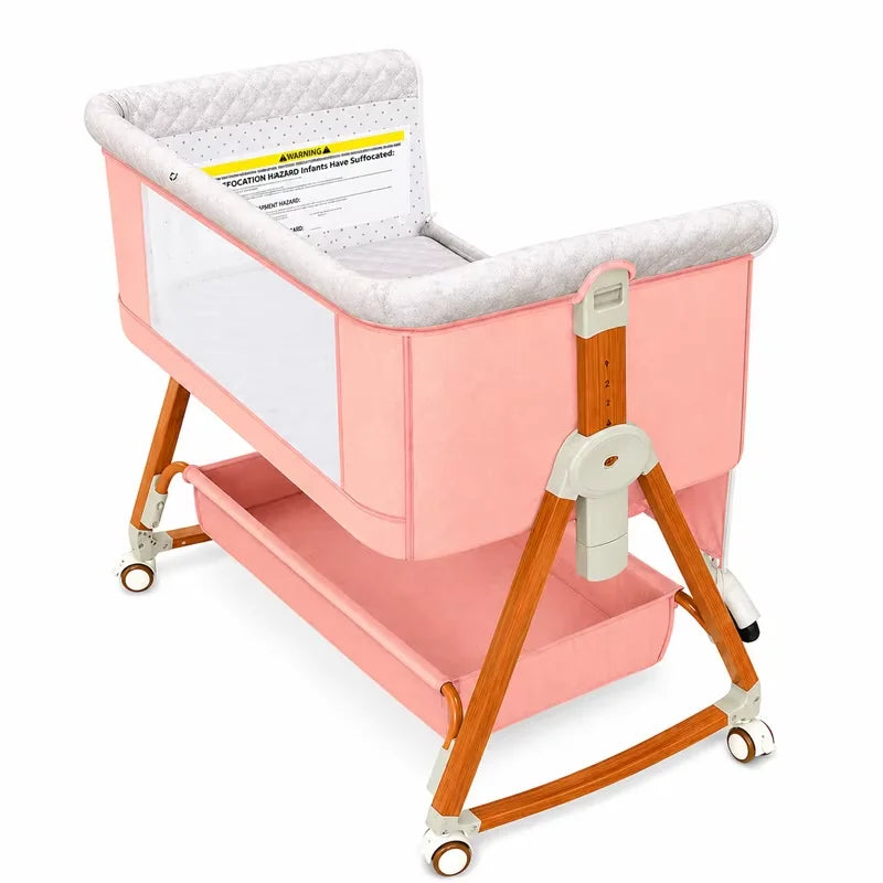Portable Bedside Bassinet for Baby with Wheels