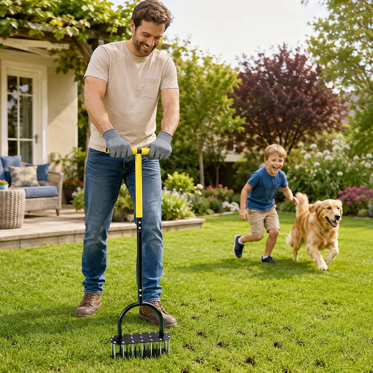 Stand‑Up Manual Lawn Core Aerator,
