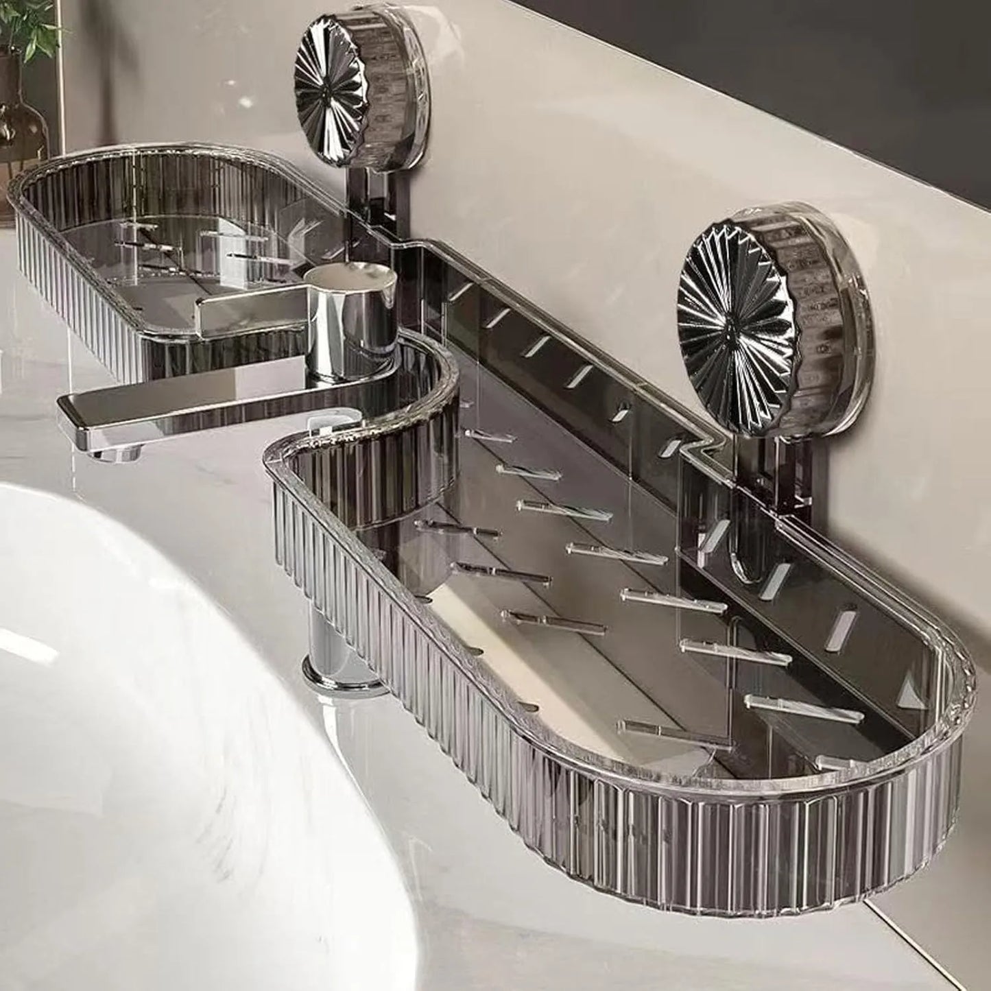 Suction Cup Shower Shelf Organizer - Wall Mounted