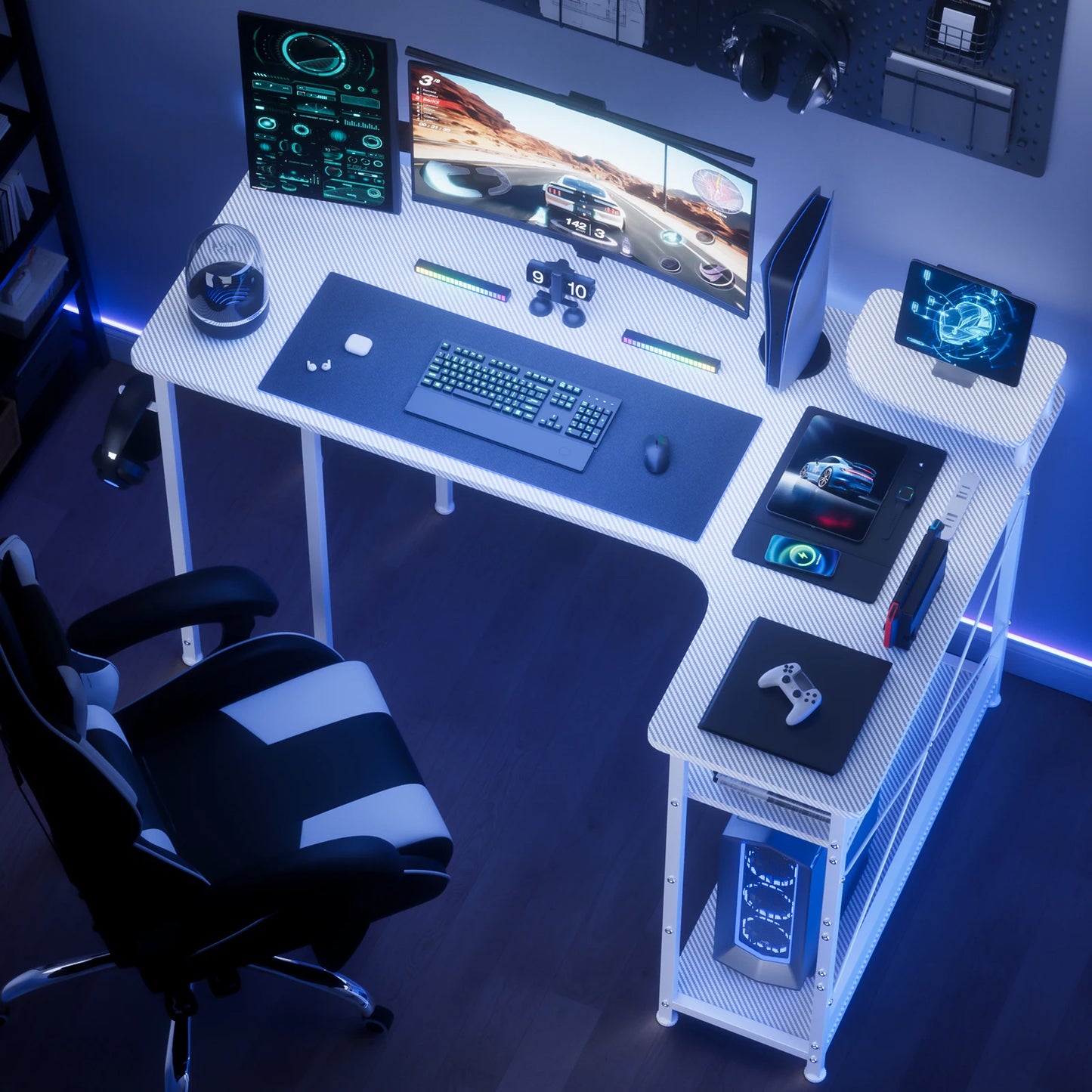 Carbon Fiber Computer Desk w/Monitor Arm