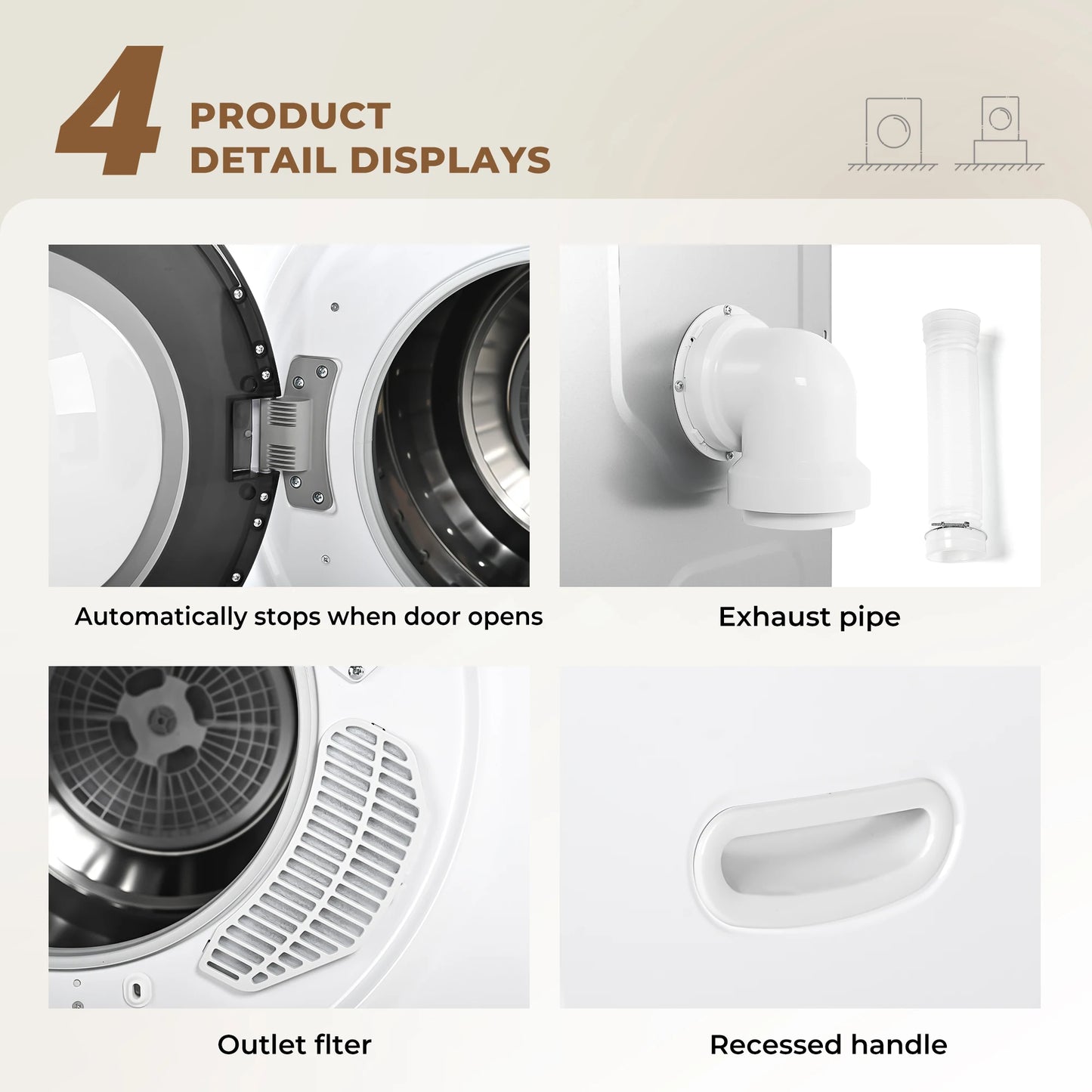 Stainless Steel Tumble Dryer with Exhaust Hose