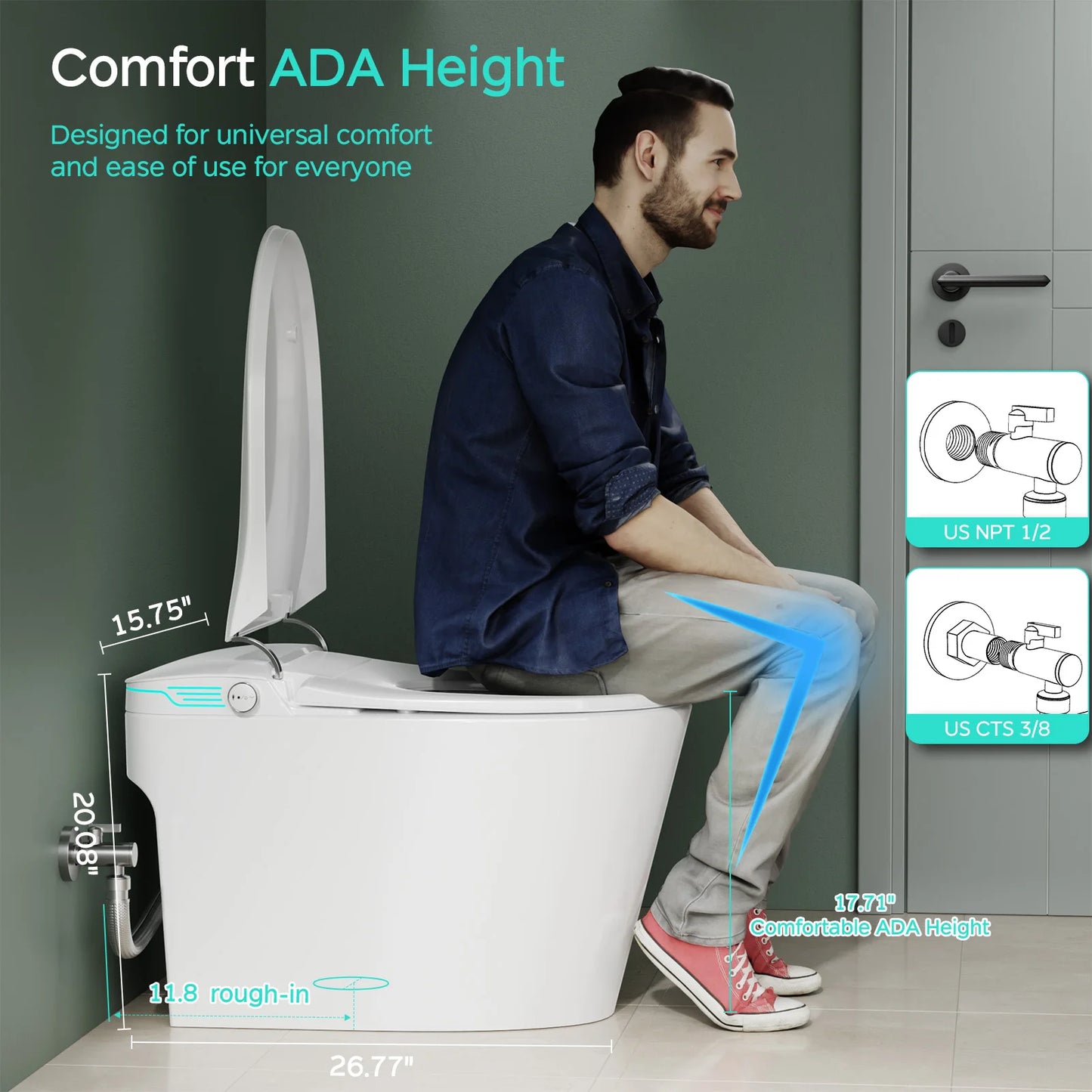 Smart Toilet with Bidet Built In with Voice Control