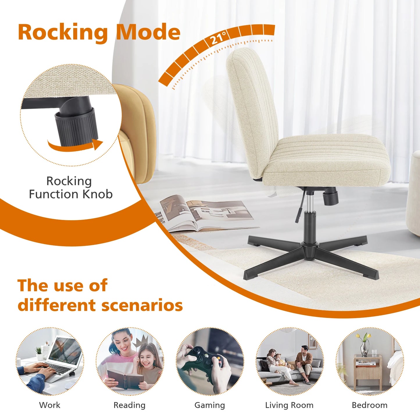 Cross Legged Rocking Chair Armless Wide