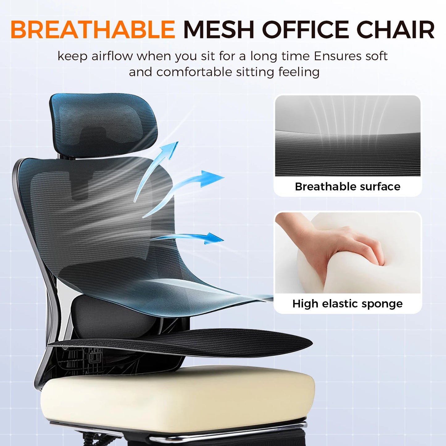 Office Chair: High Back Ergonomic W/ 3D Adjustable Lumbar, Headrest and more