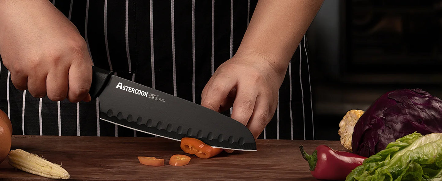 Kitchen Knife Set with Built-in Sharpener Block