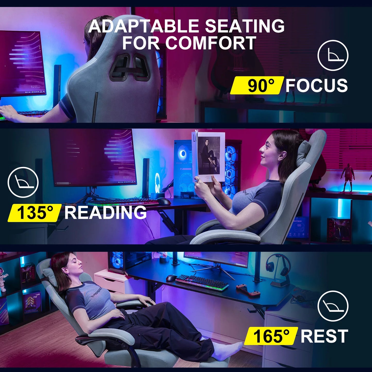 Gaming Chair with Pocket Spring Cushion and Ergonomic Office Chair