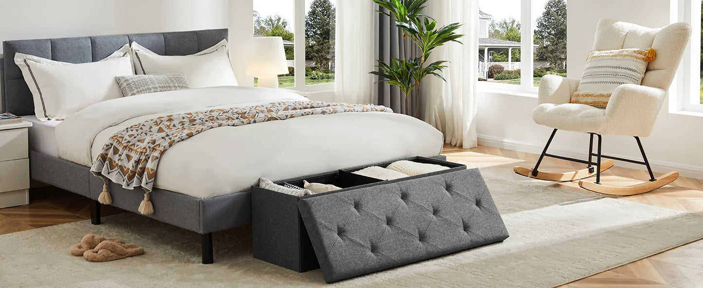 Folding Storage Ottoman Bench