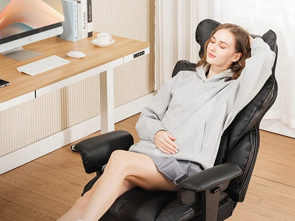 Office Chair Ergonomic Leather with Footrest