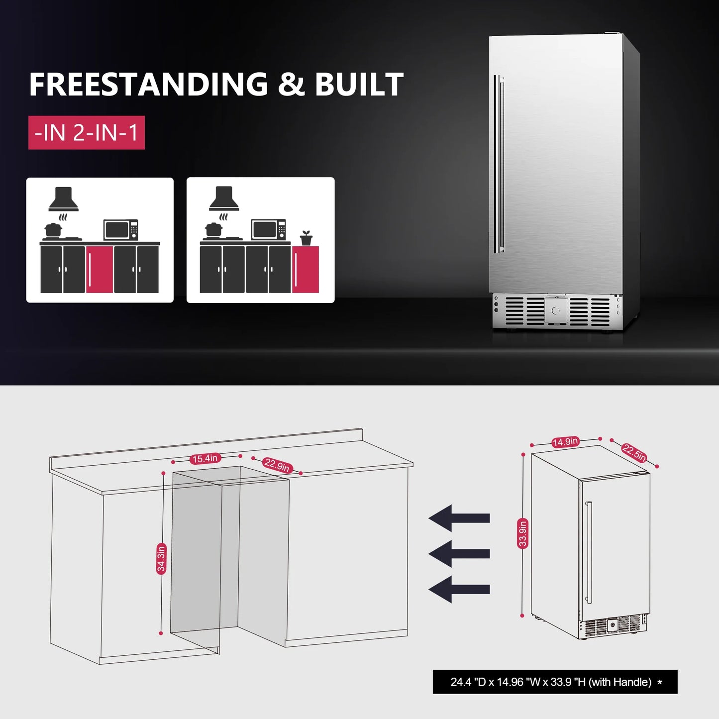Beverage Refrigerator with Cooler Built-in Fridge