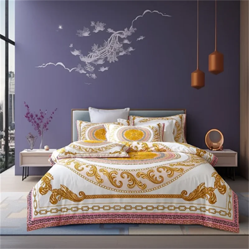 Luxury Modern Style Digital Printing Cotton Fabric Bedding Set