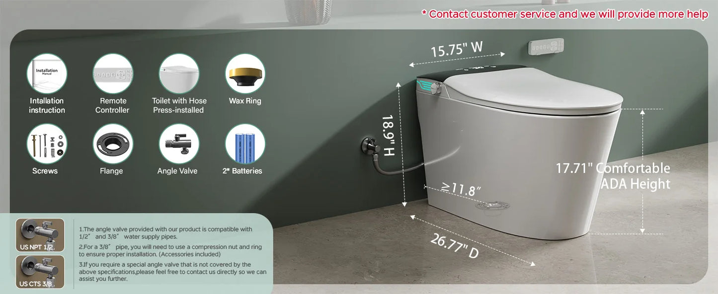 Smart Toilet with Bidet Built In with Voice Control