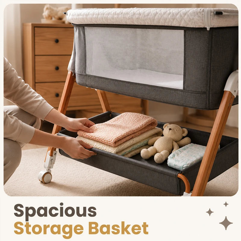 Baby Bassinet Bedside Sleeper with Diaper Changing Table