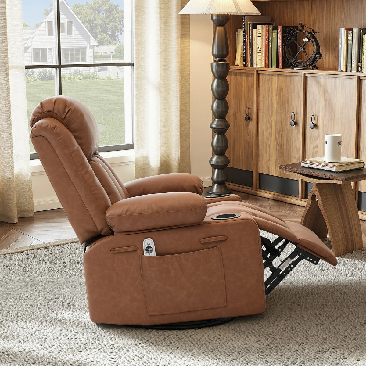 Massage Heated Swivel Rocker Recliner Chair