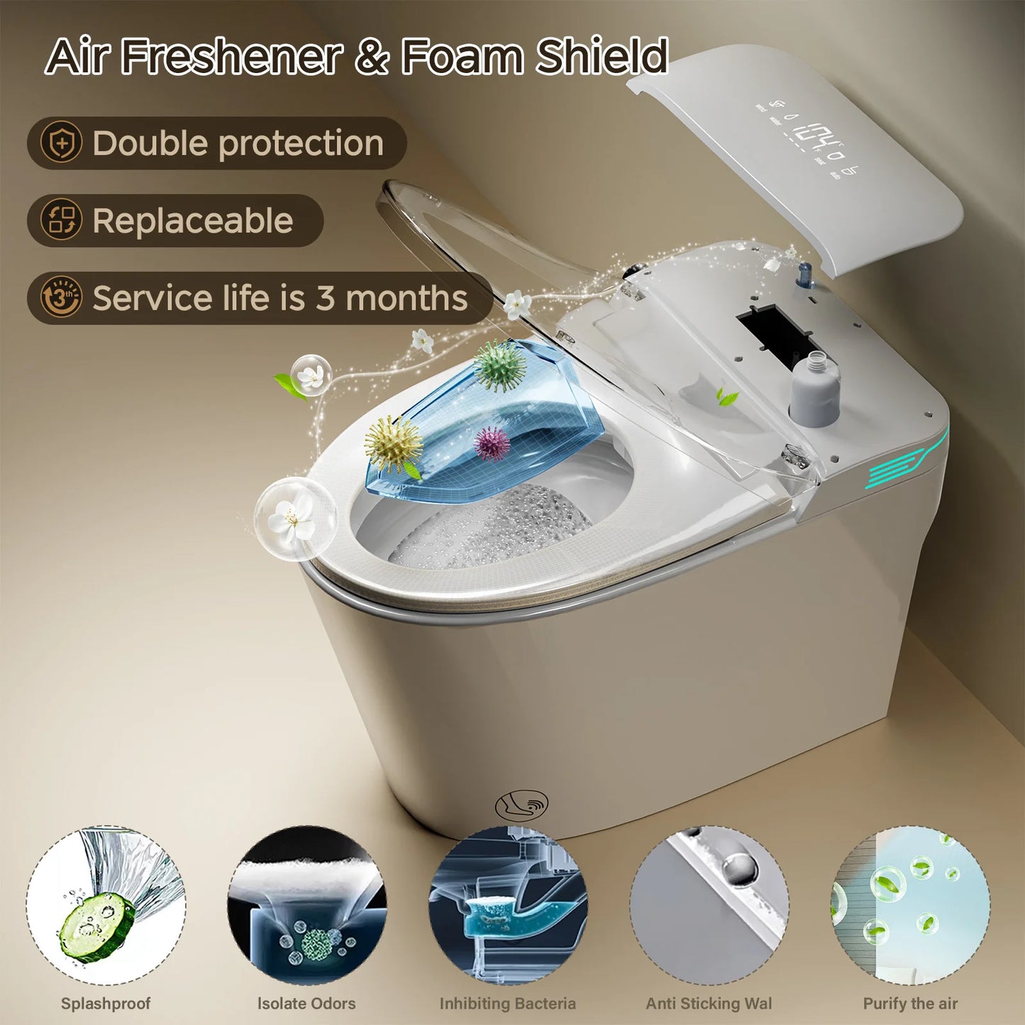 Smart Toilet with Bidet Built In with Voice Control