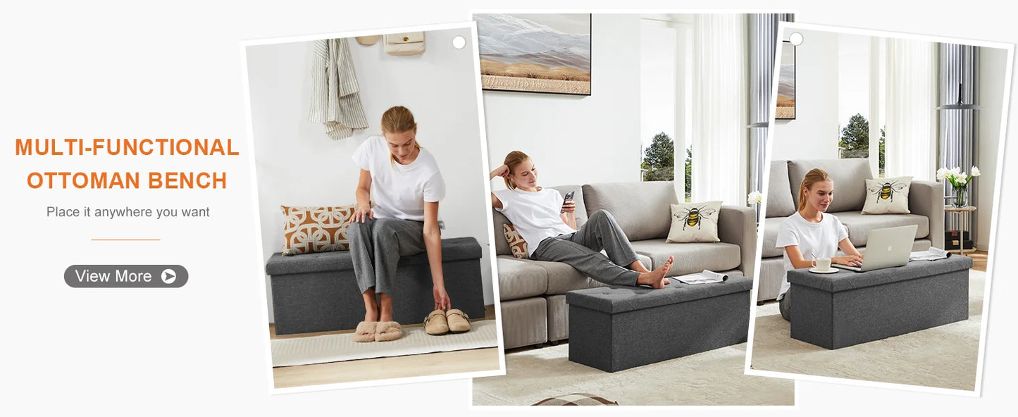 Folding Storage Ottoman Bench