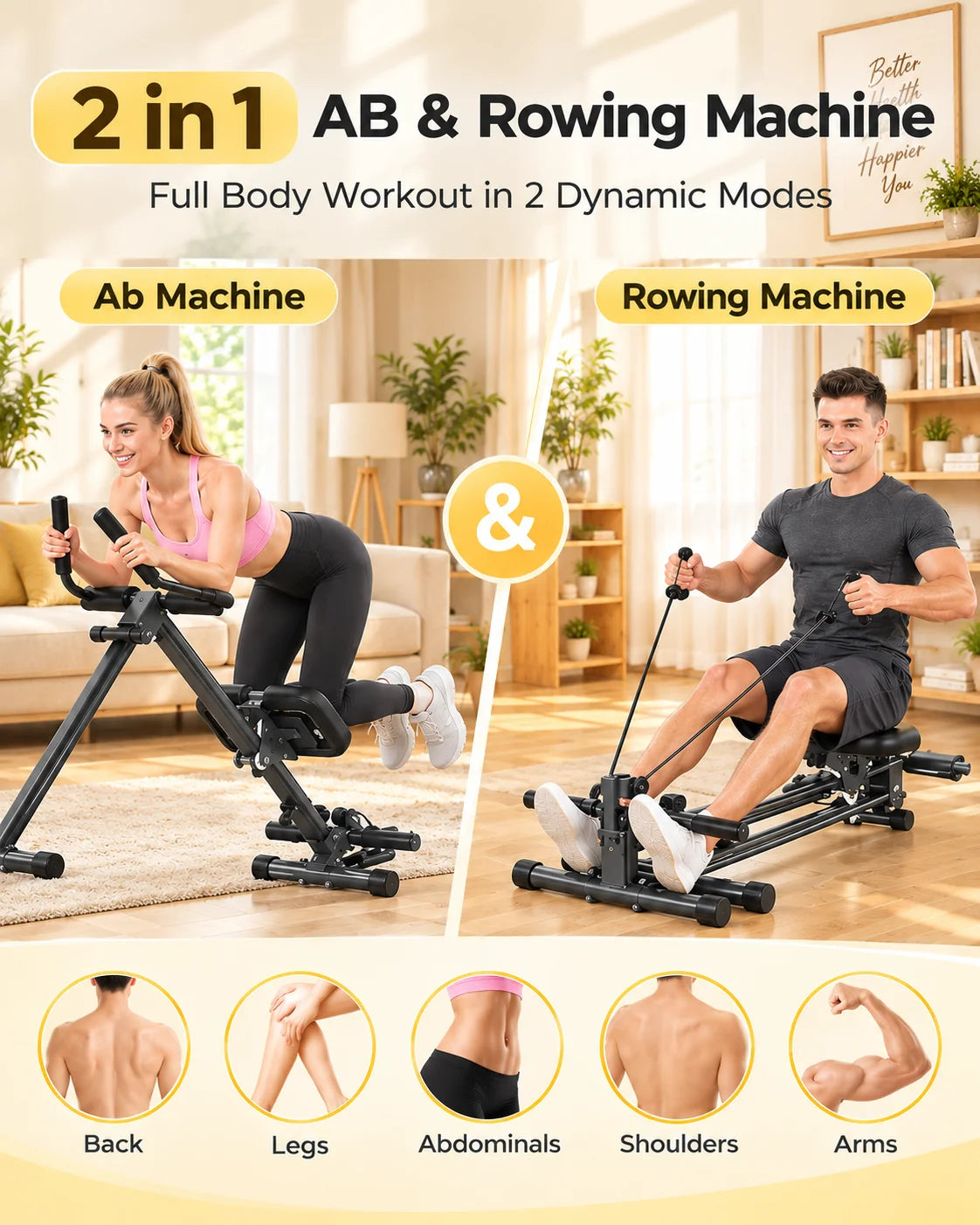 Exercise Rower with Quiet Resistance
