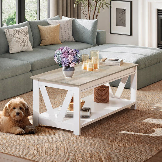 V Shaped Support Storage Shelf Coffee Table