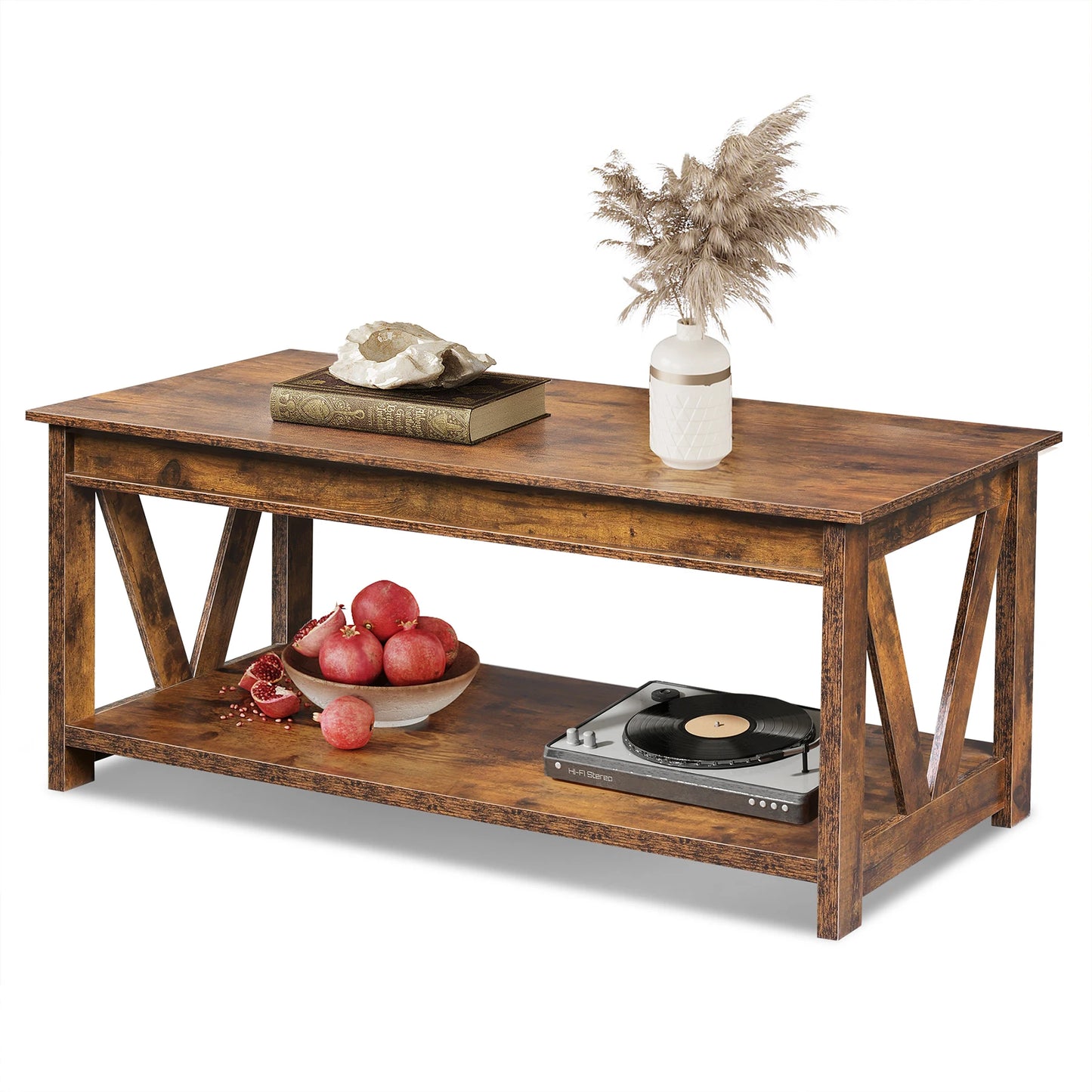V Shaped Support Storage Shelf Coffee Table