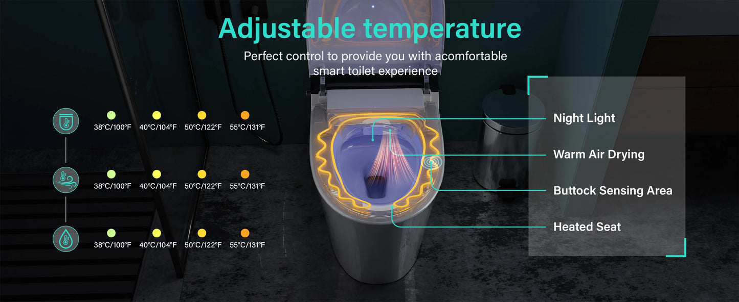 Smart Toilet with Bidet Built In with Voice Control