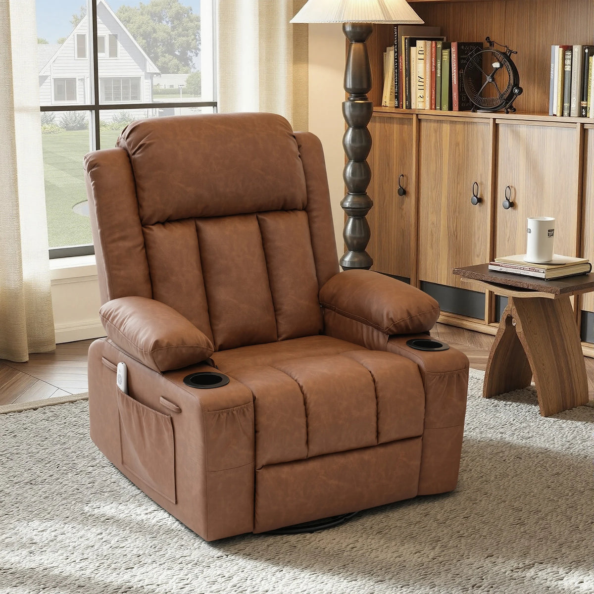 Massage Heated Swivel Rocker Recliner Chair