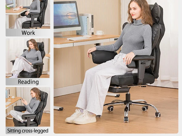 Office Chair Ergonomic Leather with Footrest