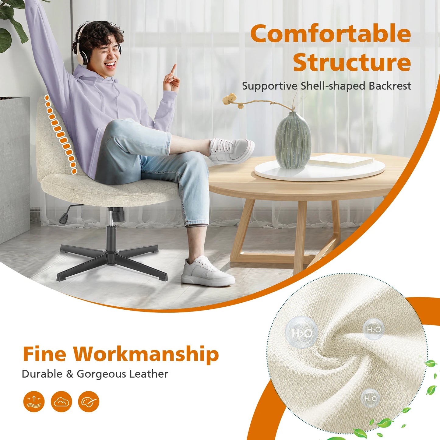 Cross Legged Rocking Chair Armless Wide