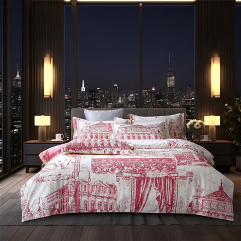 Luxury Modern Style Digital Printing Cotton Fabric Bedding Set