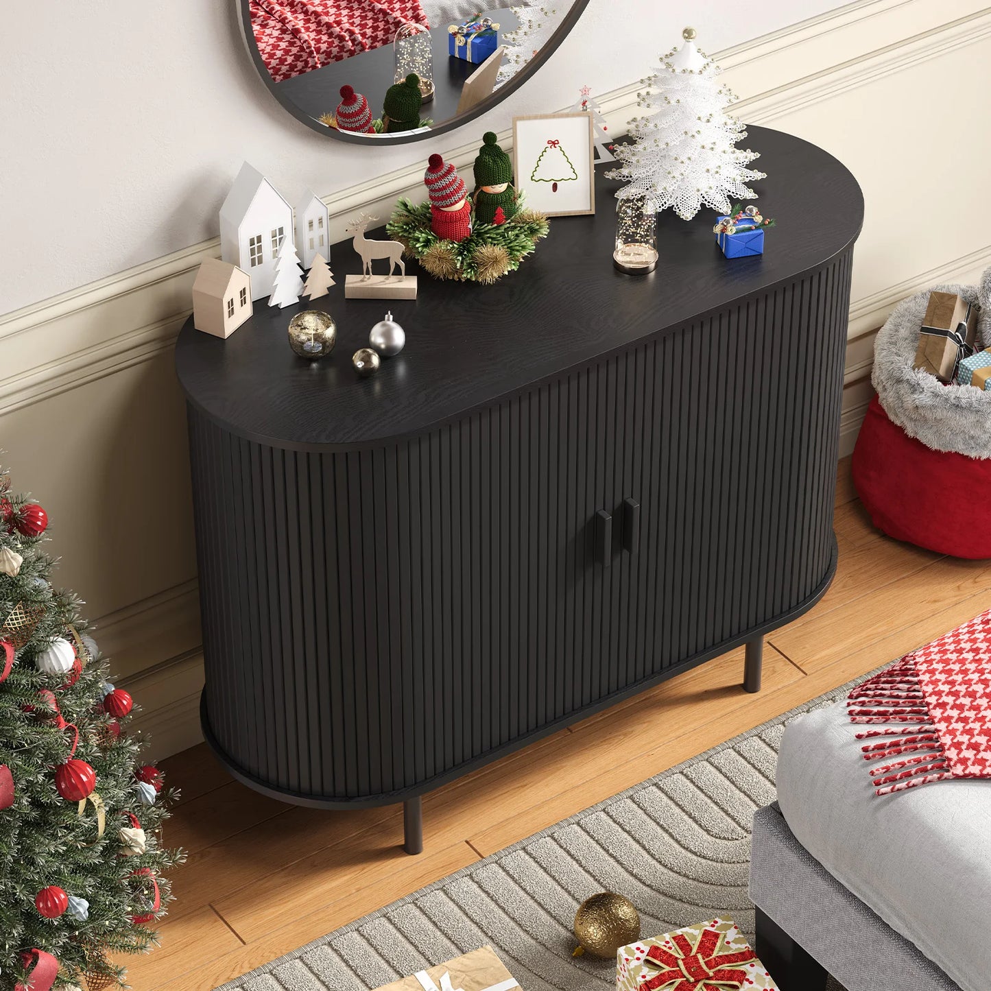 Coffee Bar Sideboard Buffet Cabinet with Storage and Sliding Door