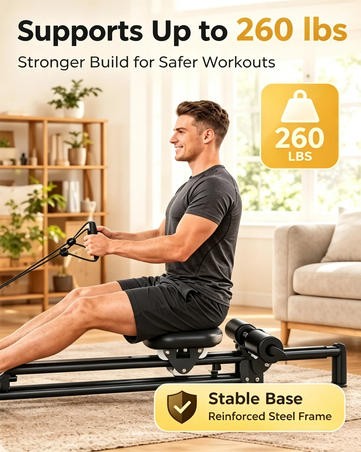 Exercise Rower with Quiet Resistance