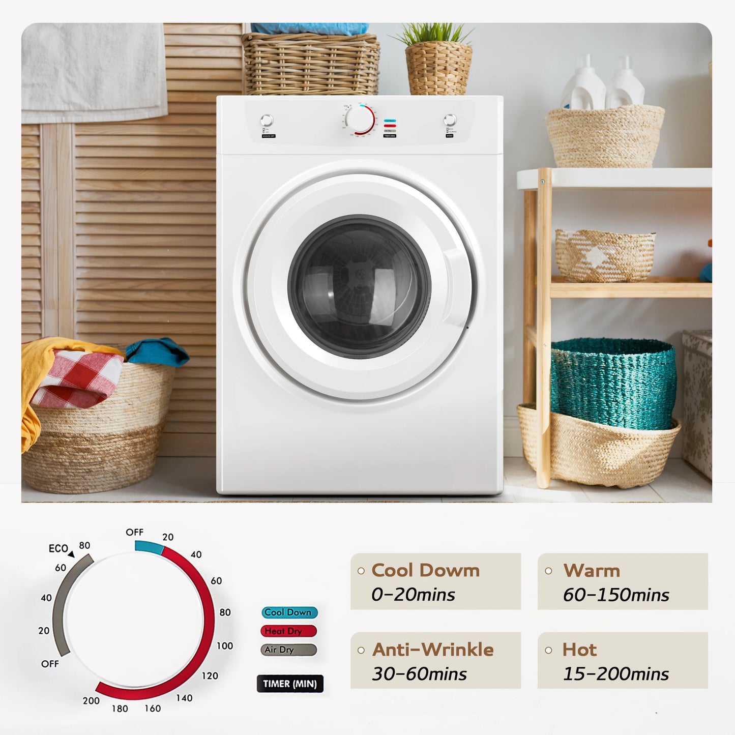 Stainless Steel Tumble Dryer with Exhaust Hose