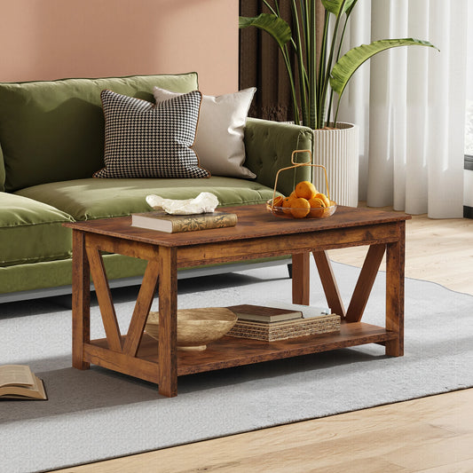 V Shaped Support Storage Shelf Coffee Table