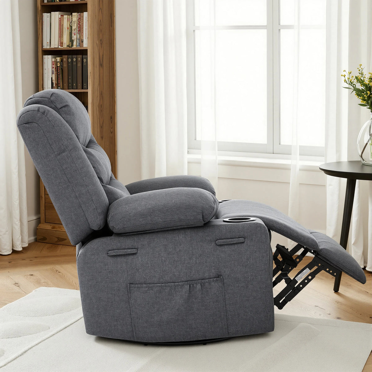 Overstuffed Swivel Rocker Recliner Chair