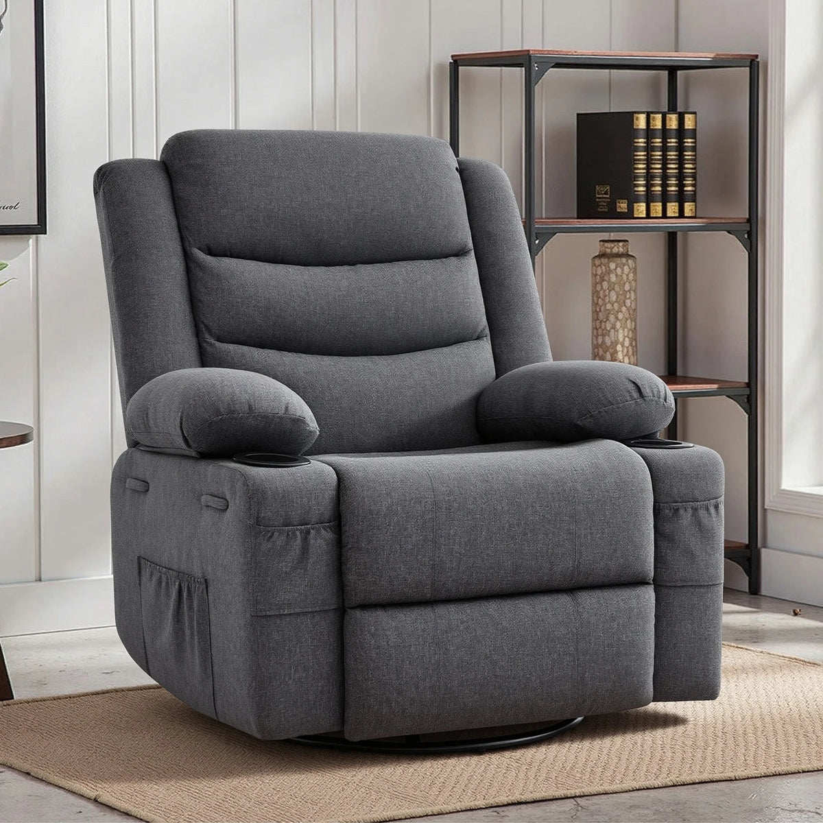 Overstuffed Swivel Rocker Recliner Chair